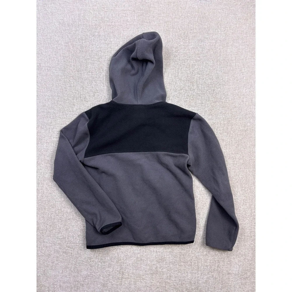 The North Face Boys Gray Black Colorblock Full Zip Fleece Hoodie Jacket XS